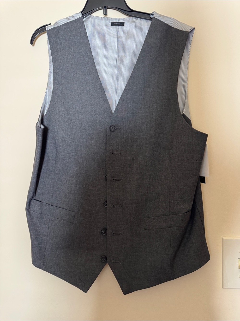 jf j.ferrar Men's Dark Gray Dress Vest - Tailored V-Neck Waistcoat